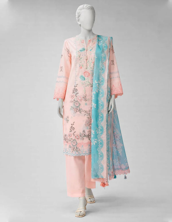 multicolor lawn embroidered unstitched 3pc