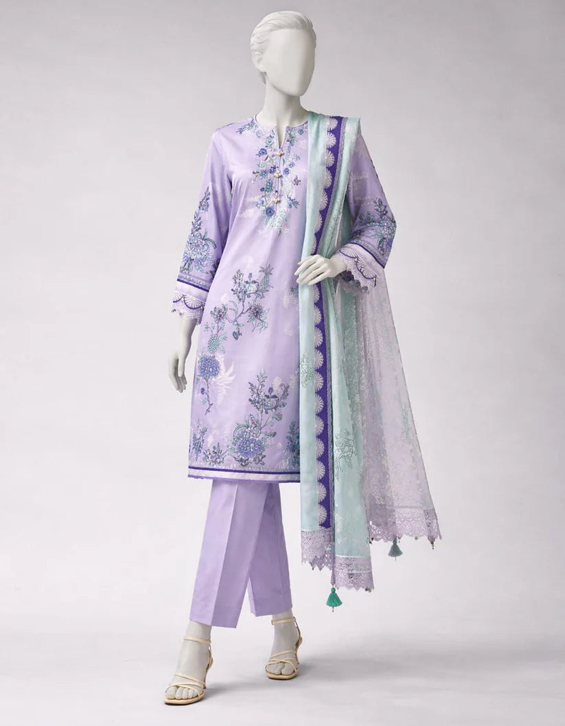 multicolor lawn embroidered unstitched 3pc