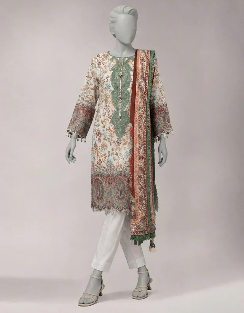 multicolor lawn digital printed unstitched 2pc