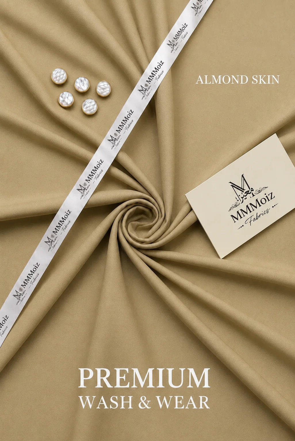 Premium Almond Skin Wash & Wear Unstitched Fabric