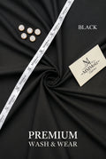 Premium Black Wash & Wear Unstitched Fabric