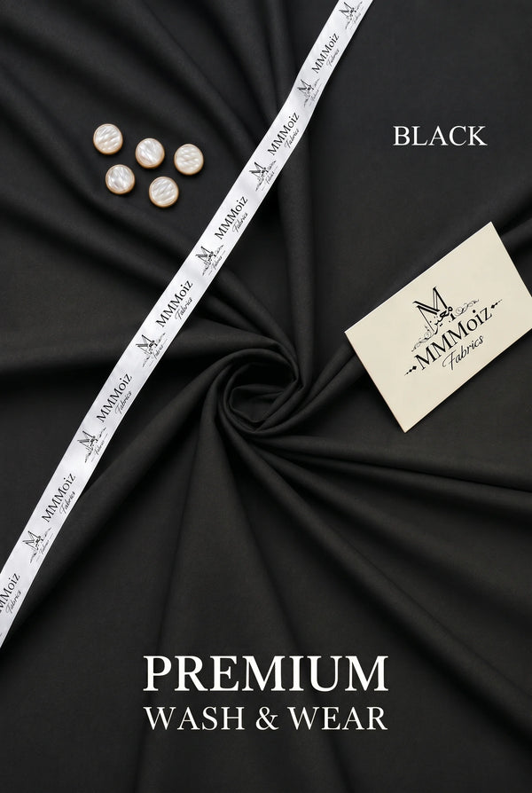 Premium Black Wash & Wear Unstitched Fabric
