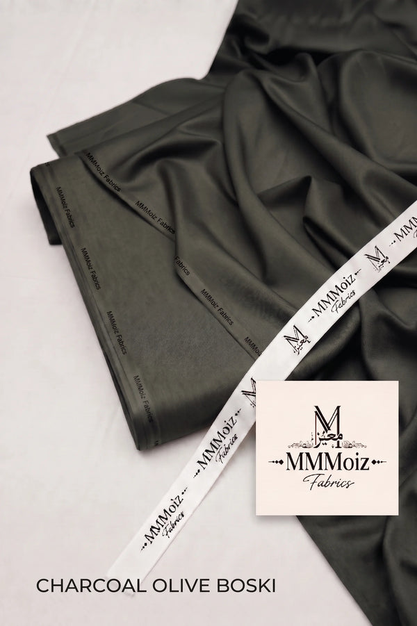 Signature Charcoal Olive Wash & Wear Boski Unstitched