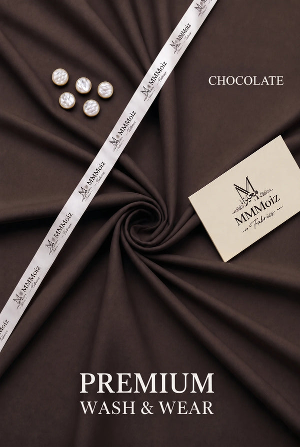 Premium Chocolate Wash & Wear Unstitched Fabric