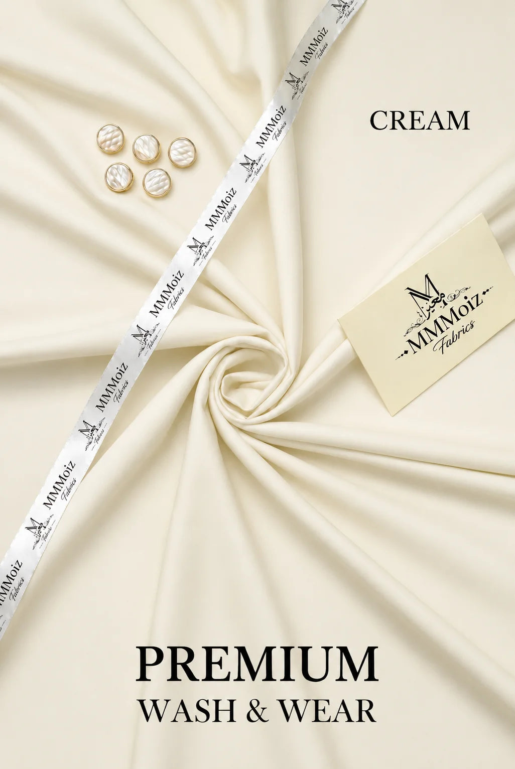 Premium Cream Wash & Wear Unstitched Fabric