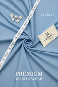 Premium Sky Blue Wash & Wear Unstitched Fabric