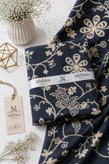 Noir Blossom Black & Gold Floral Lawn 2 Piece Unstitched Suit