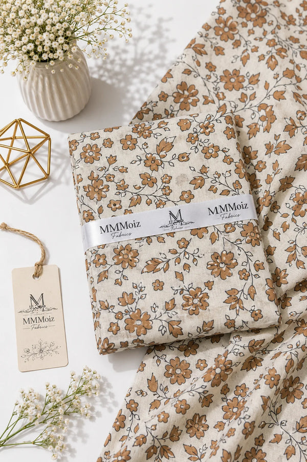 Caramel Bloom Floral Printed Lawn 2 Piece Unstitched Suit