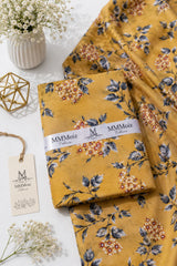 Mustard Yellow Floral Printed Lawn 2 Piece Unstitched Suit