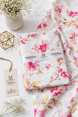 Off White Pink Floral Printed Lawn 2 Piece Unstitched Suit