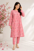 Rose Pink Floral Printed Lawn 2 Piece Unstitched Suit