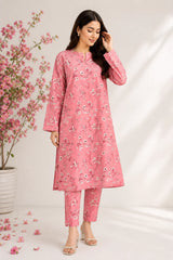 Rose Pink Floral Printed Lawn 2 Piece Unstitched Suit