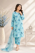Sky Blue Floral Printed Lawn 2 Piece Unstitched Suit